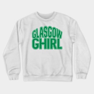 GLASGOW GHIRL, Glasgow Celtic Football Club Green and White Layered Text Design Crewneck Sweatshirt